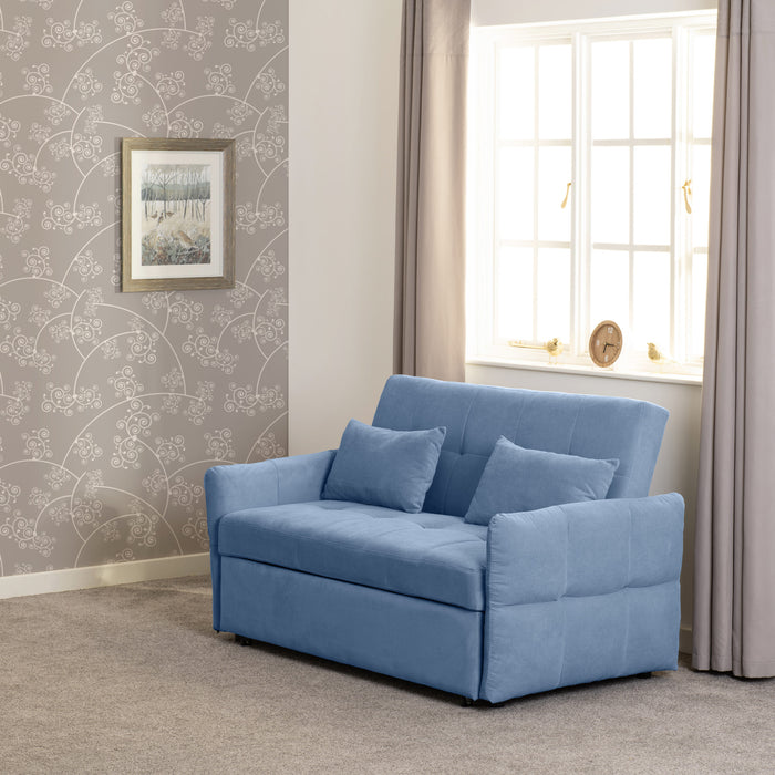 Chelsea 2 Seater Sofa Bed, Blue Fabric