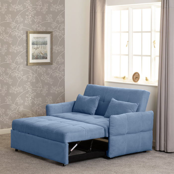 Chelsea 2 Seater Sofa Bed, Blue Fabric