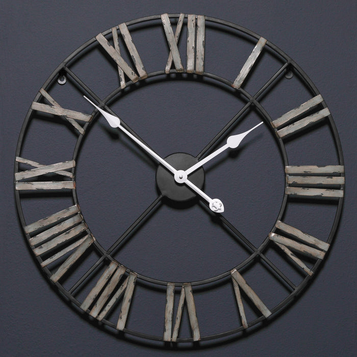 Medium 60cm Vintage Black Metal Wall Clock