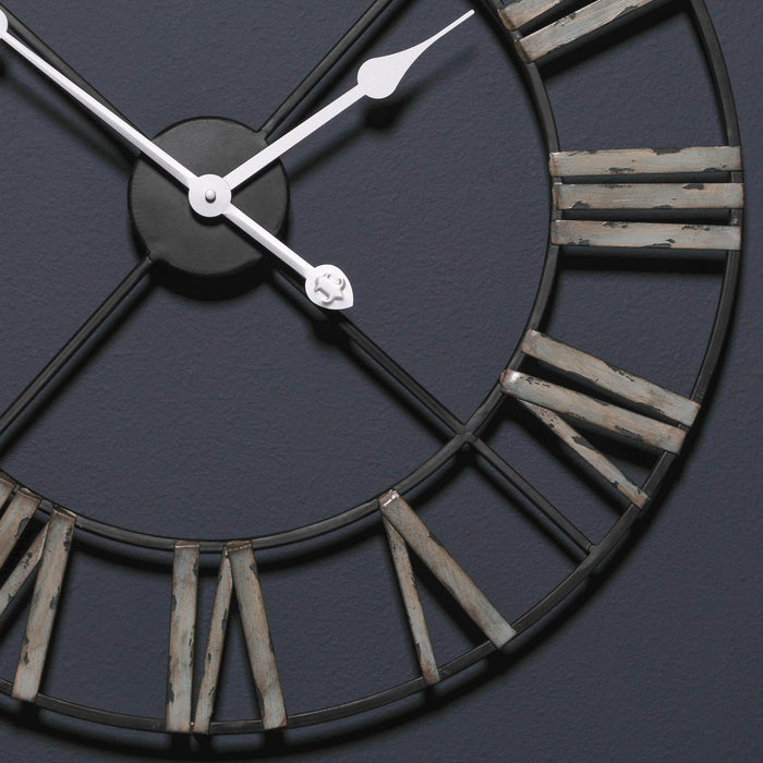 Medium 60cm Vintage Black Metal Wall Clock