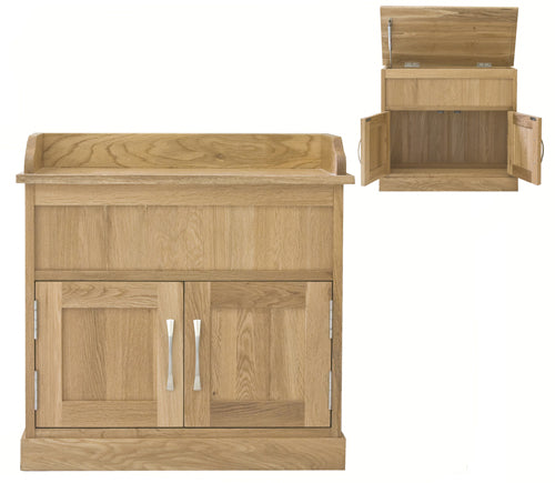 Mobel Oak Shoe Bench with Hidden Storage