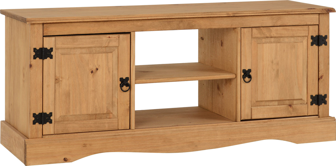 Corona 2 Door 1 Shelf Flat Screen TV Unit, Solid Pine Wood
