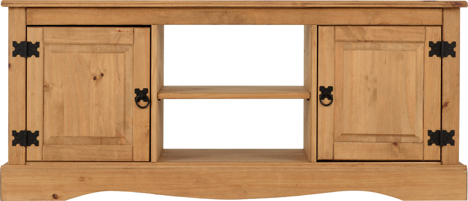 Corona 2 Door 1 Shelf Flat Screen TV Unit, Solid Pine Wood