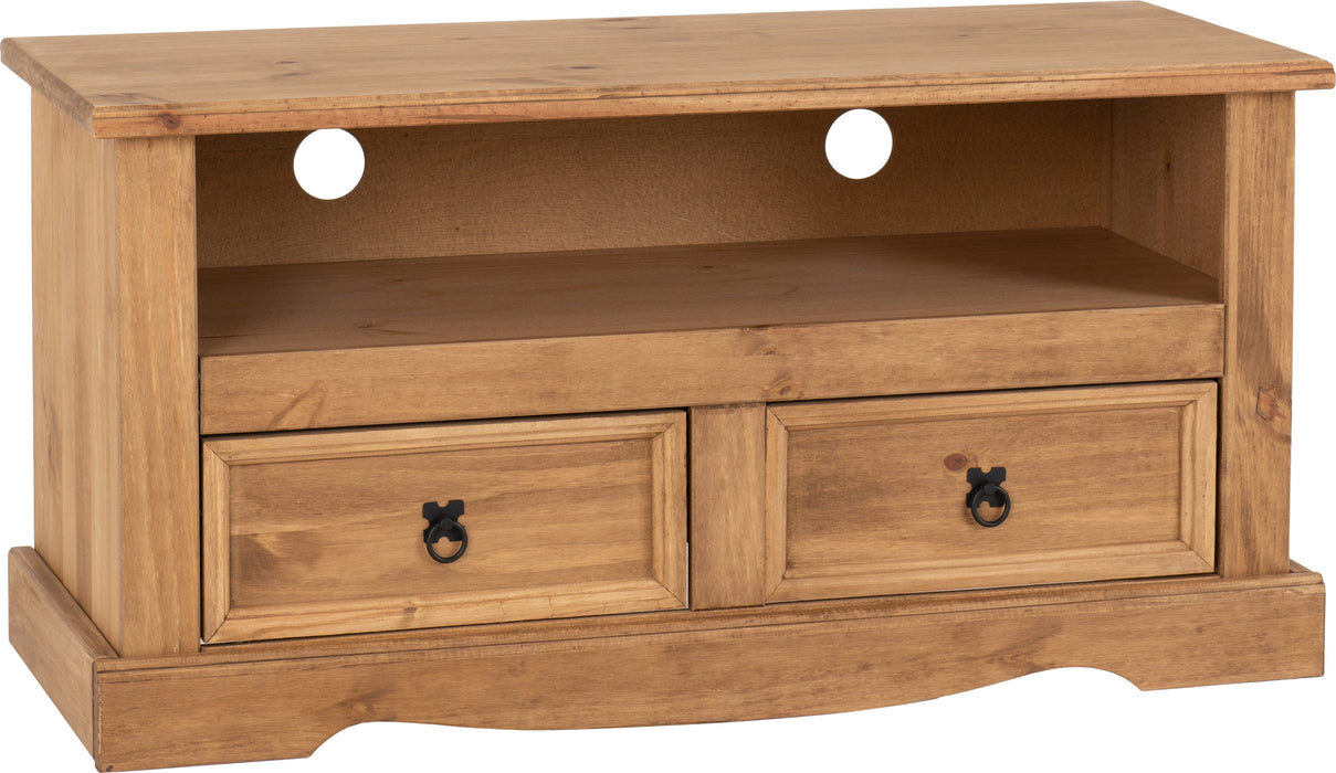 Corona 2 Drawer Flat Screen TV Unit, Solid Pine Wood