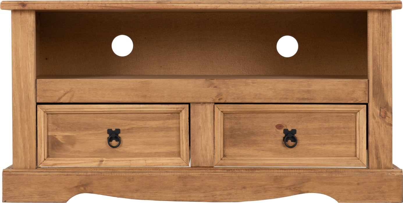 Corona 2 Drawer Flat Screen TV Unit, Solid Pine Wood