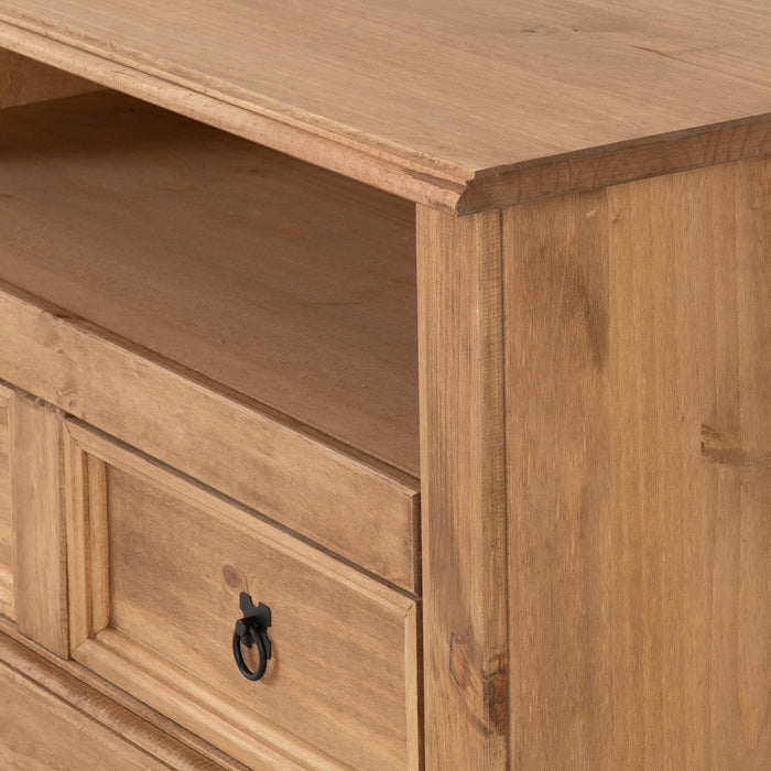 Corona 2 Drawer Flat Screen TV Unit, Solid Pine Wood
