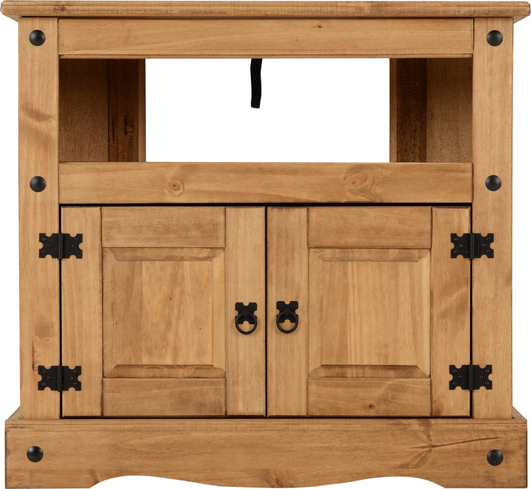 Corona Corner TV Unit with 2 Doors 1 Shelf, Solid Pine Wood