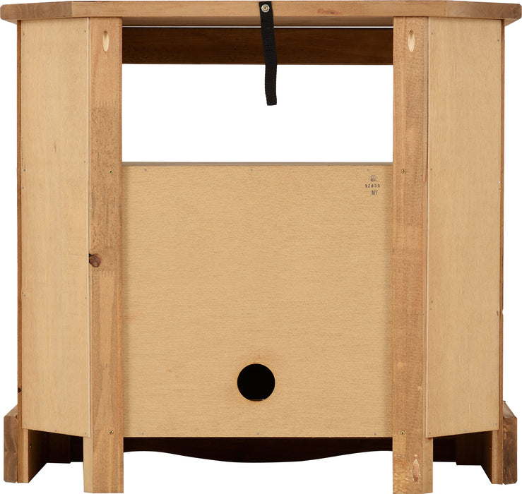 Corona Corner TV Unit with 2 Doors 1 Shelf, Solid Pine Wood