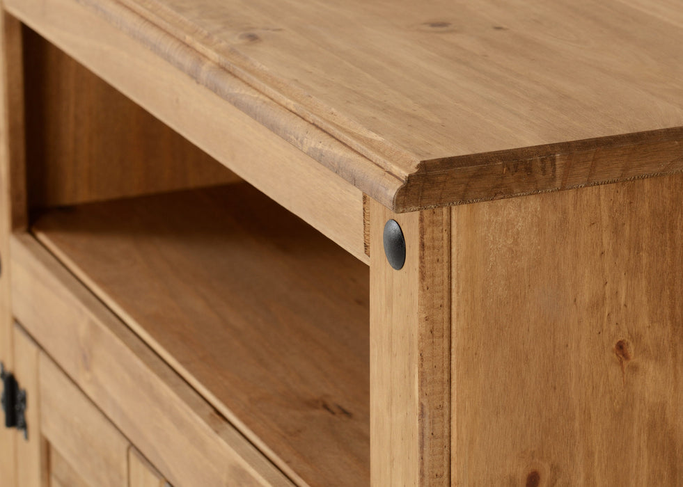 Corona Corner TV Unit with 2 Doors 1 Shelf, Solid Pine Wood