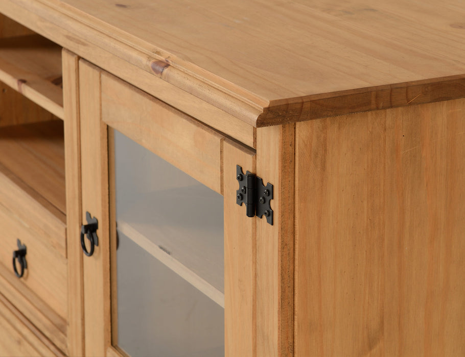 Corona Entertainment Unit with 1 Drawer 1 Door, Solid Pine Wood
