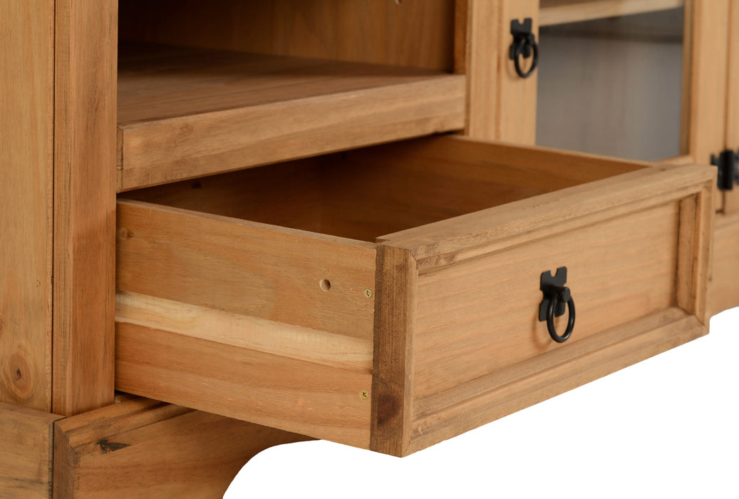 Corona Entertainment Unit with 1 Drawer 1 Door, Solid Pine Wood