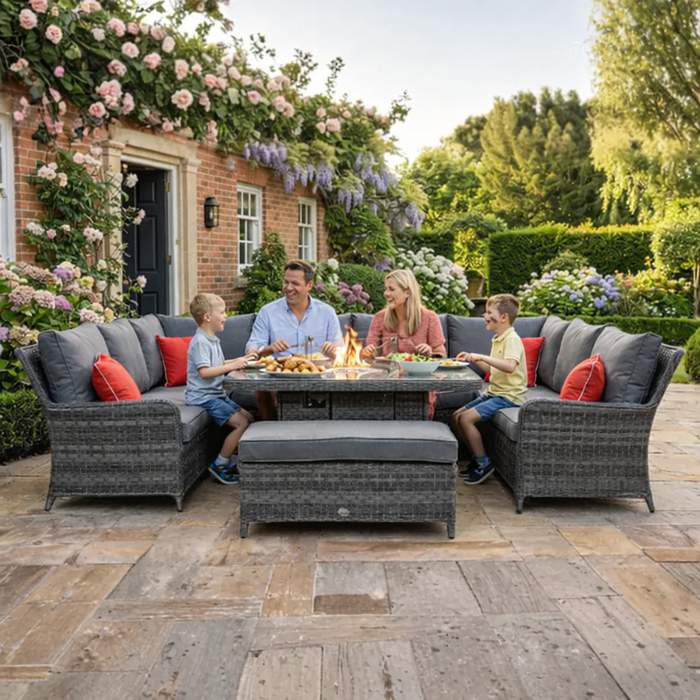 Serena Curved Sofa Set with Fire Pit