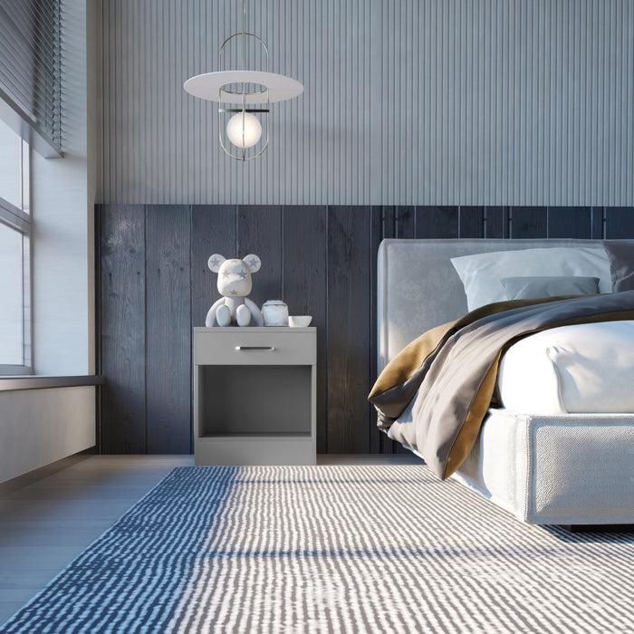 Dakota 1 Drawer Bedside - Light Grey