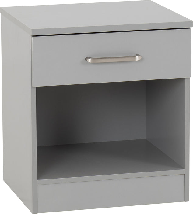 Dakota 1 Drawer Bedside - Light Grey