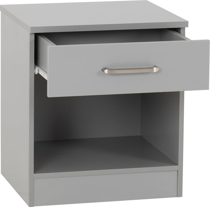 Dakota 1 Drawer Bedside - Light Grey