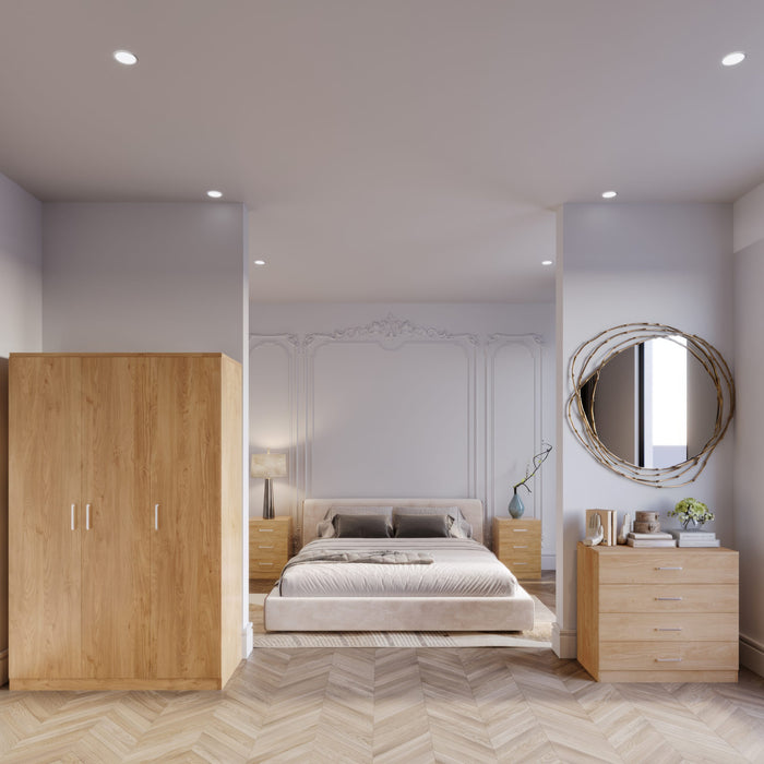 Dakota 3 Door Wardrobe Bedroom Set - Oak Effect