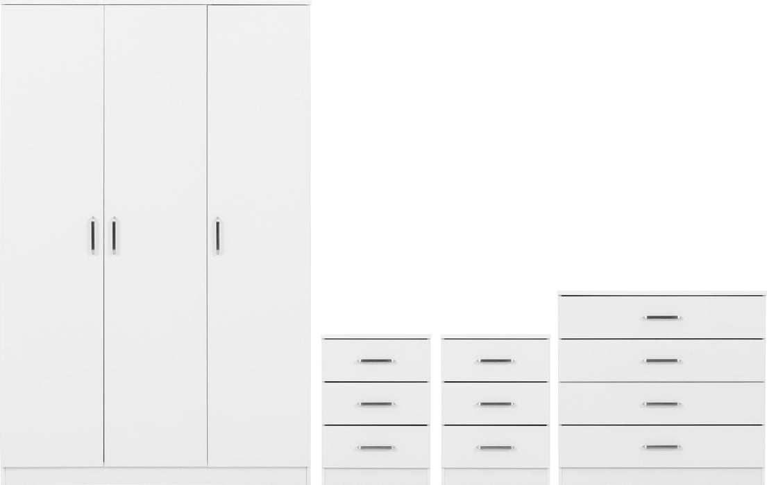 Dakota 3 Door Wardrobe Bedroom Set - White