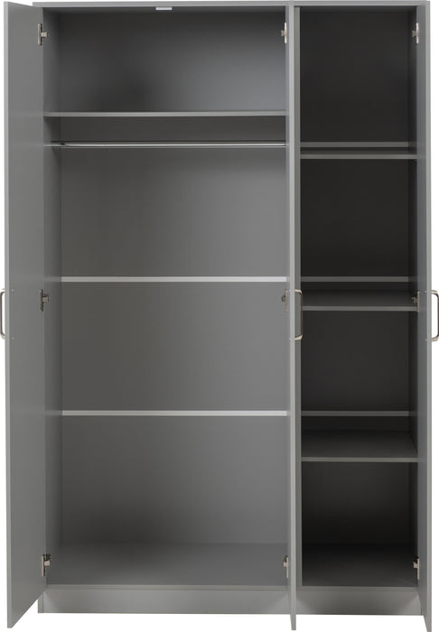 Dakota 3 Door Wardrobe - Light Grey