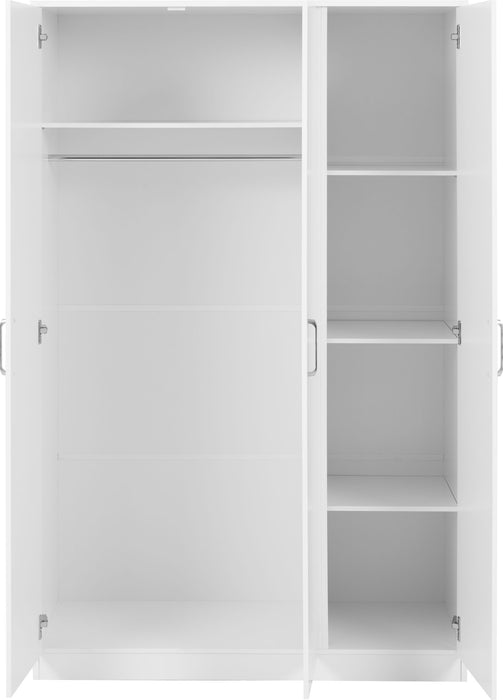 Dakota 3 Door Wardrobe - White