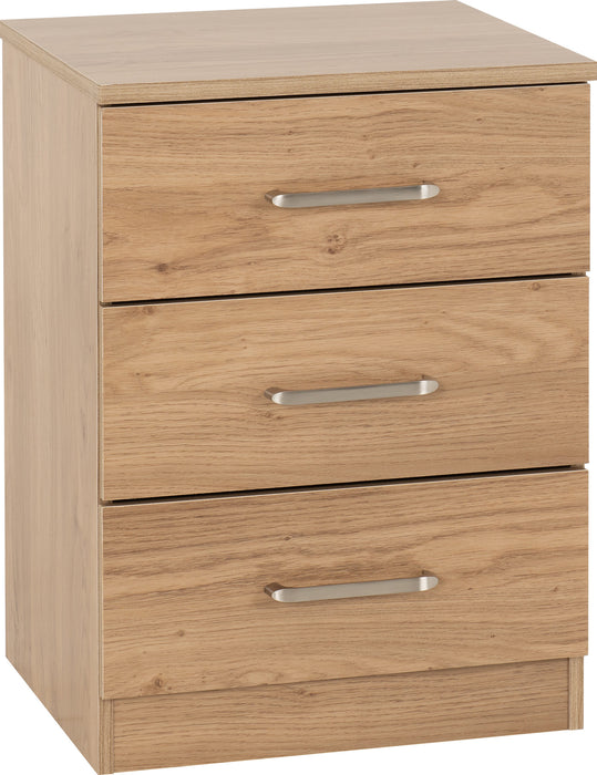 Dakota 3 Drawer Bedside - Oak Effect