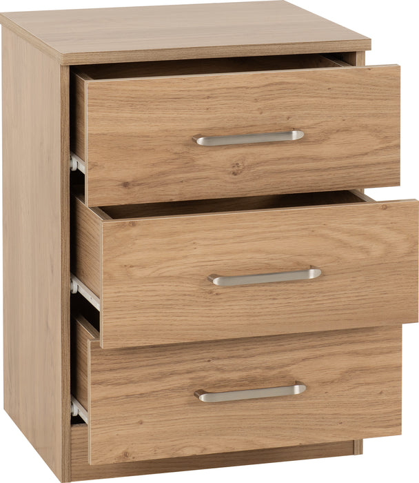Dakota 3 Drawer Bedside - Oak Effect