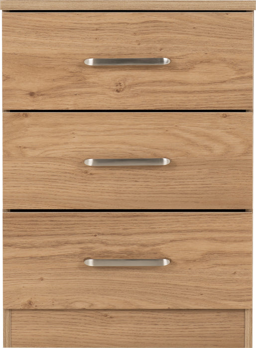 Dakota 3 Drawer Bedside - Oak Effect