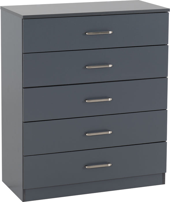 Dakota 5 Drawer Chest - Dark grey