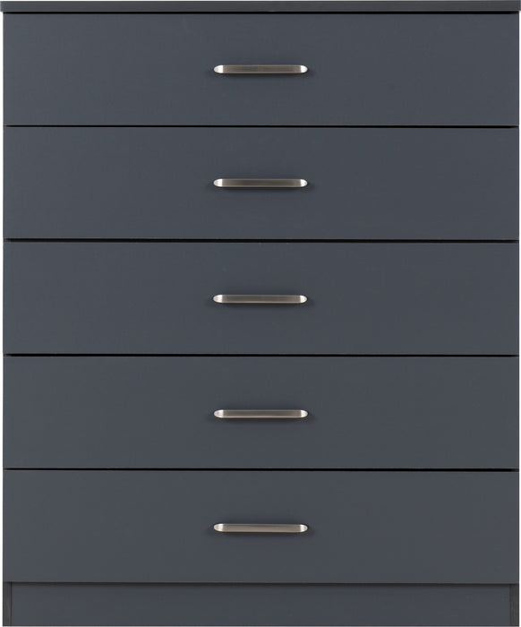 Dakota 5 Drawer Chest - Dark grey