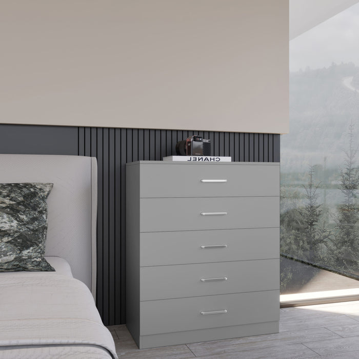 Dakota 5 Drawer Chest – Light Grey