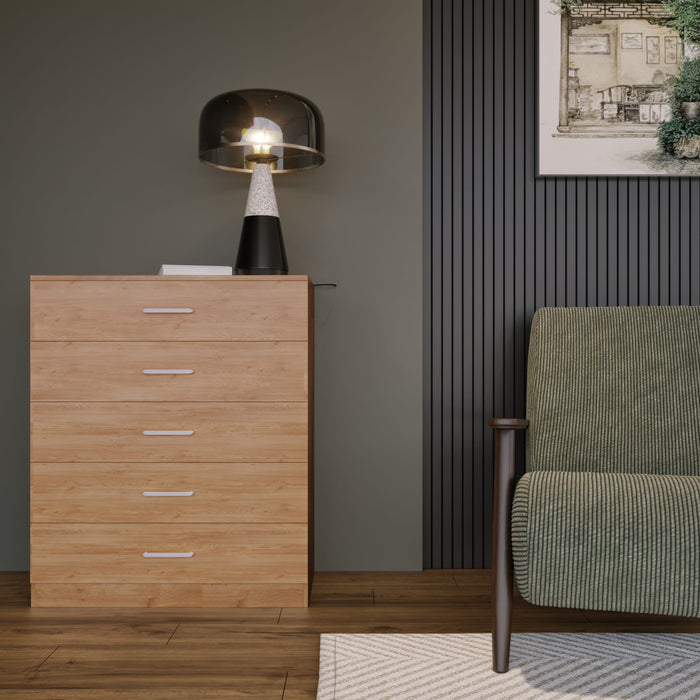Dakota 5 Drawer Chest – Oak Effect