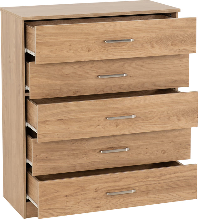 Dakota 5 Drawer Chest – Oak Effect
