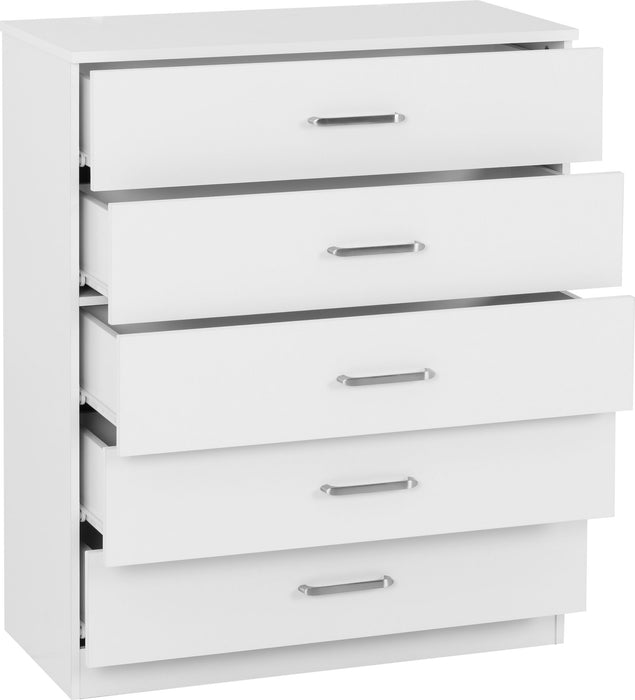 Dakota 5 Drawer Chest - White