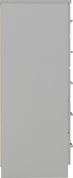 Dakota 5 Drawer Narrow Chest - Light Grey