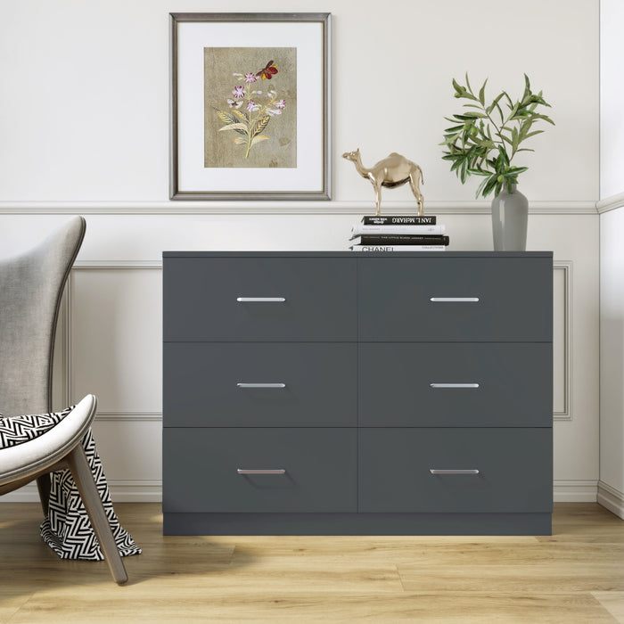 Dakota 6 Drawer Chest - Dark Grey
