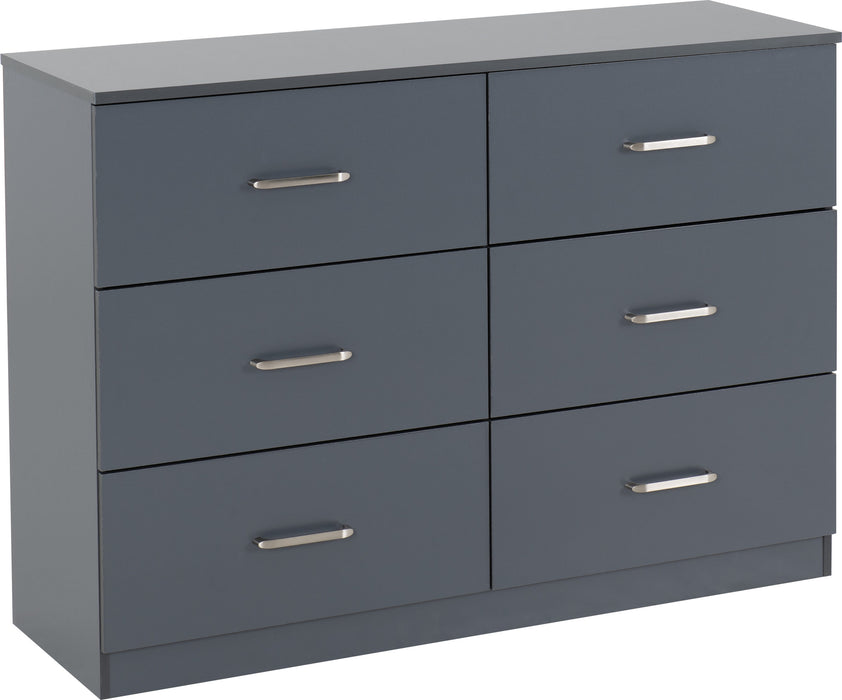 Dakota 6 Drawer Chest - Dark Grey