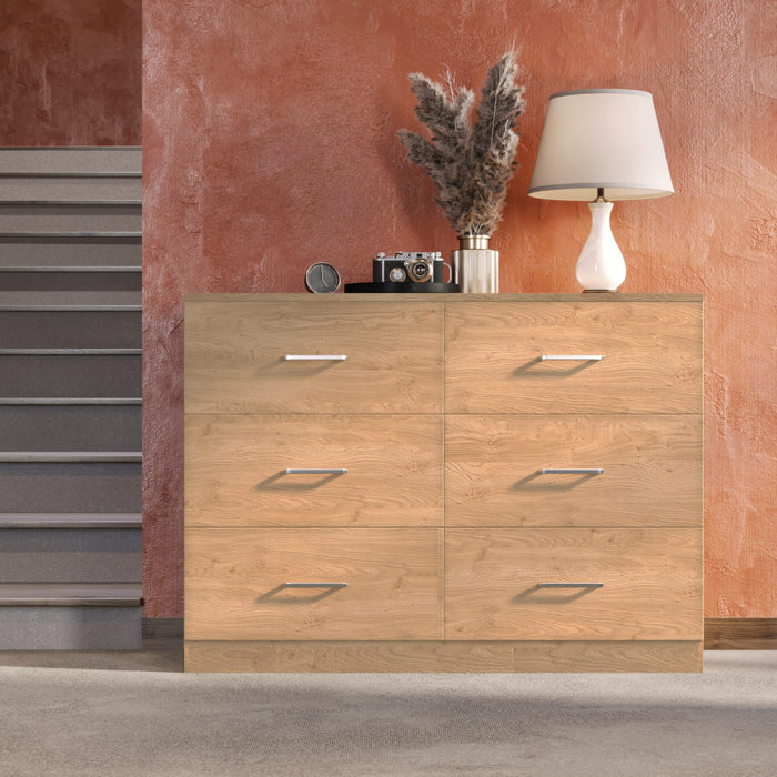 Dakota 6 Drawer Chest - Oak Effect
