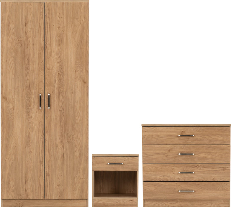 Dakota Trio Bedroom Set - Oak Effect