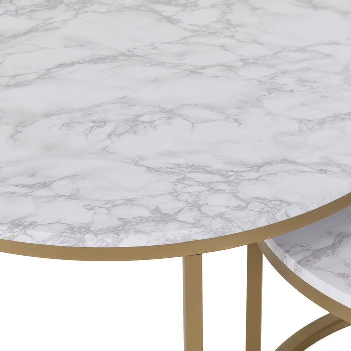 Dallas Round Marble Top Coffee Table Set