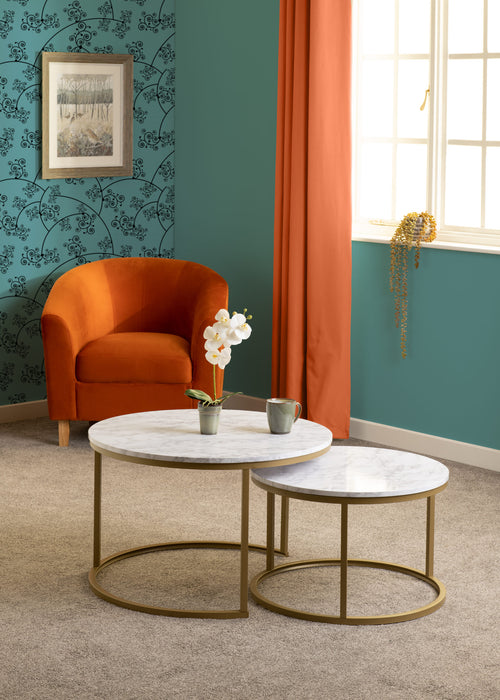 Dallas Round Marble Top Coffee Table Set