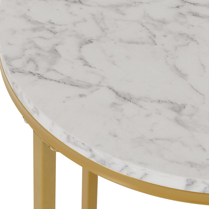 Dallas Marble Top Side Table with Gold Legs