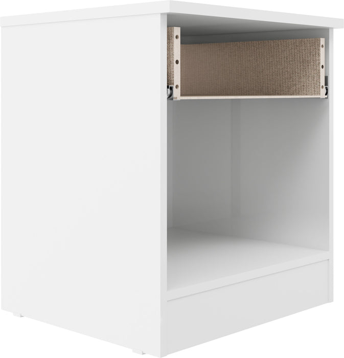 Denver 1 Drawer Bedside - White/ Blue Gloss