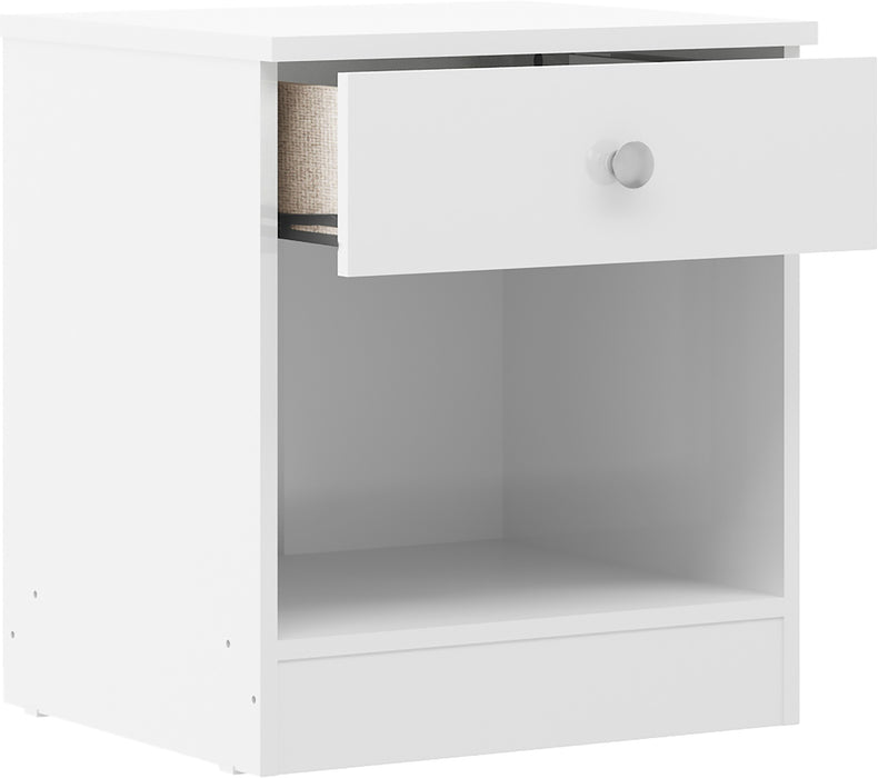 Denver 1 Drawer Bedside - White Gloss