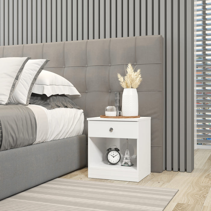 Denver 1 Drawer Bedside - White Gloss
