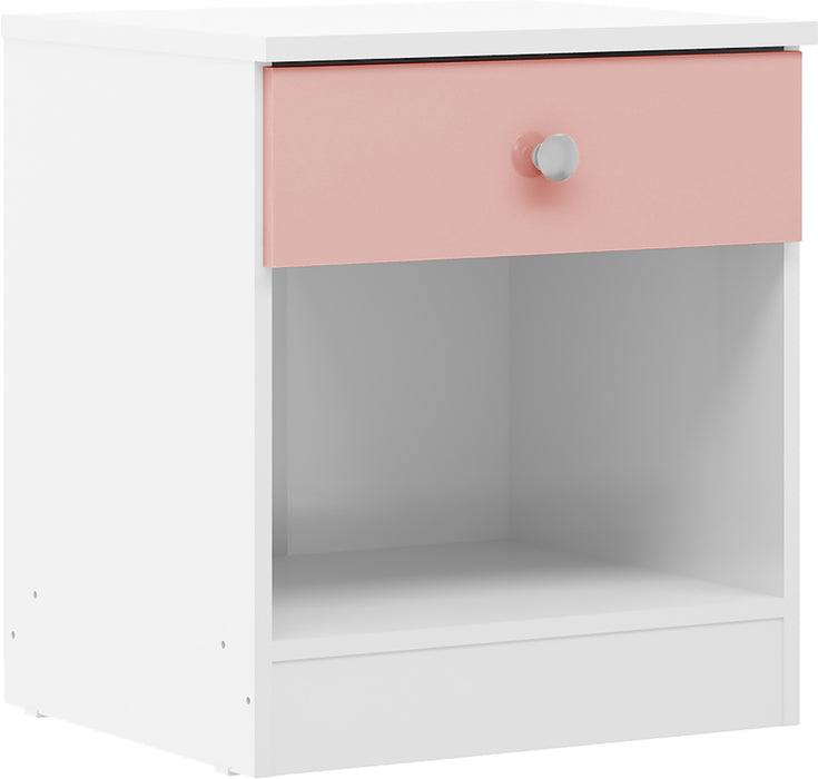 Denver 1 Drawer Bedside - White/ Pink Gloss