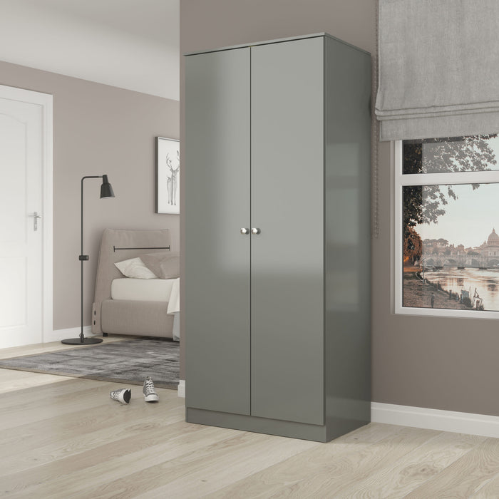 Denver 2 Door Wardrobe - Grey Gloss