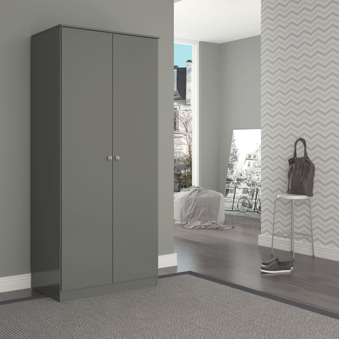 Denver 2 Door Wardrobe - Grey Gloss