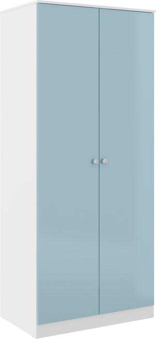 Denver 2 Door Wardrobe - White/Blue Gloss