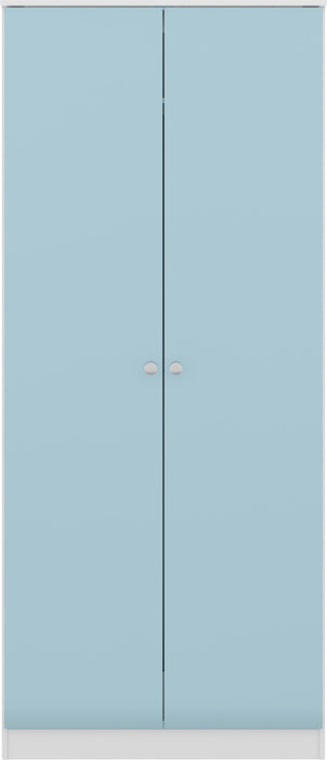 Denver 2 Door Wardrobe - White/Blue Gloss