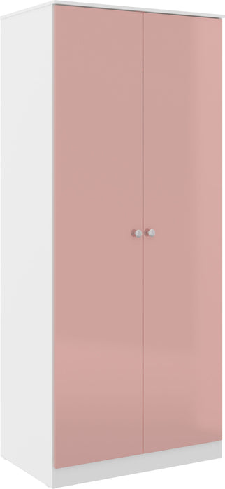 Denver 2 Door Pink Gloss And White Wardrobe