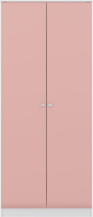 Denver 2 Door Pink Gloss And White Wardrobe